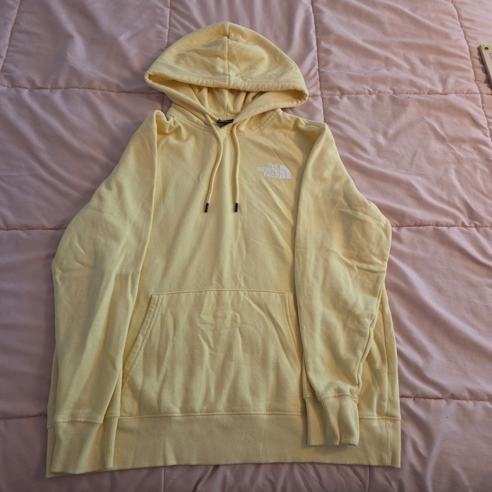 The North Face Mens Yellow Graphic Pullover Hoodie Never Stop Exploring Large